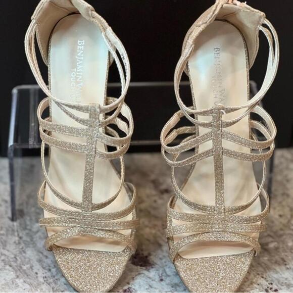 NEW Benjamin Walk Touch Ups RHYAN Strappy Champagne Glitter Heels (BWXX007) - Picture 5 of 6